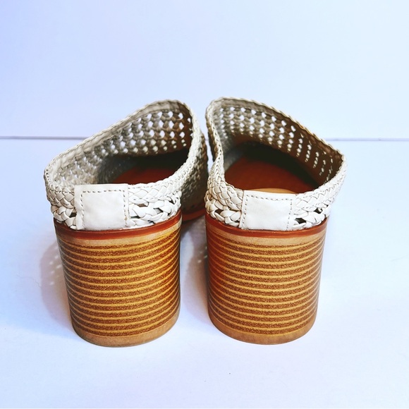 Cream Woven Block Heel Western Mule Women's 9 Casual Slip On - Picture 2 of 8